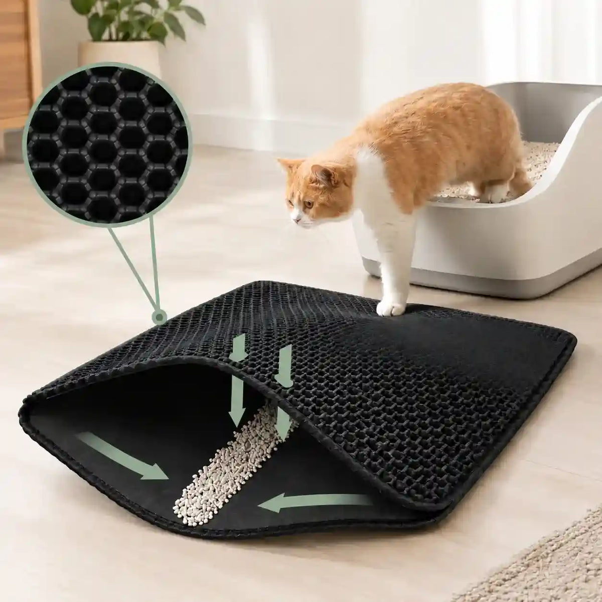 Tapete Coletor de Areia para Gatos Lavável Dupla Camada — Cleanpaw